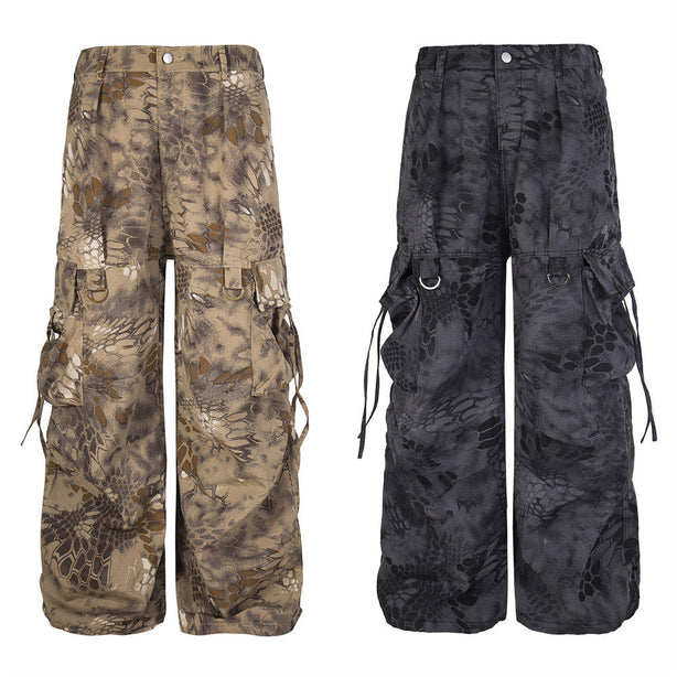 D-vine Loose Patterned Workwear Cargos - camouflage pattern front view