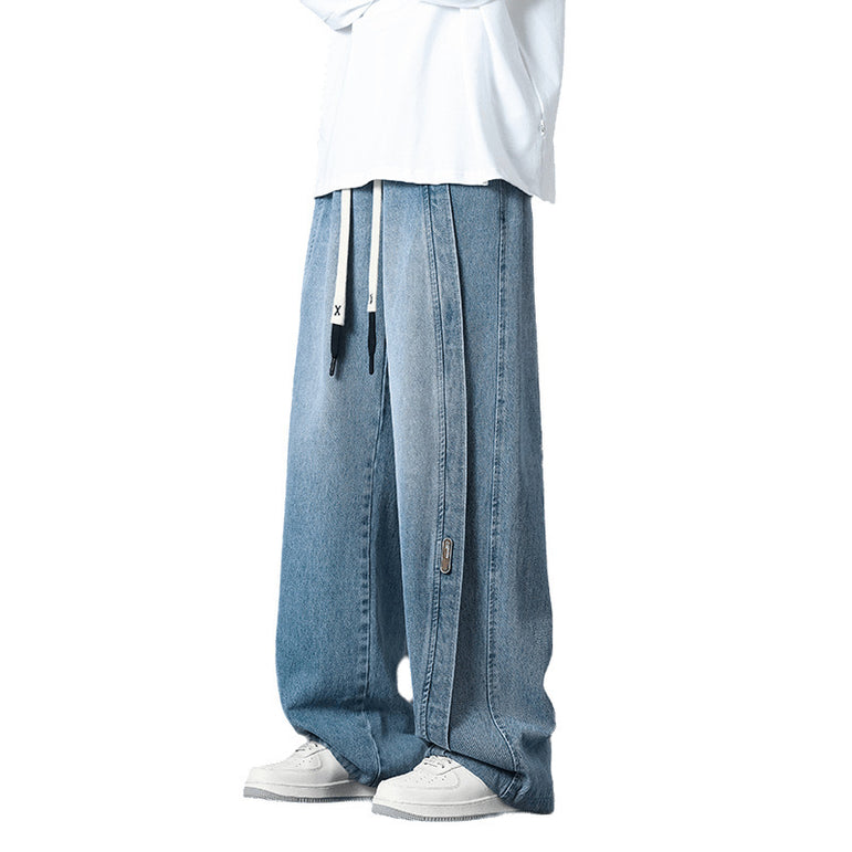Retro Patchwork Washed Oversized Jeans | Multi-Colour