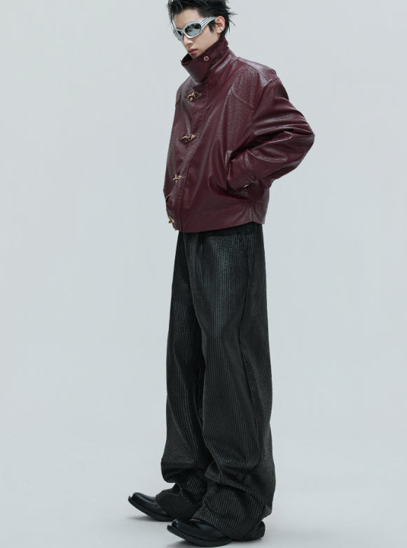 D-vine Padded Leather Clasp Jacket