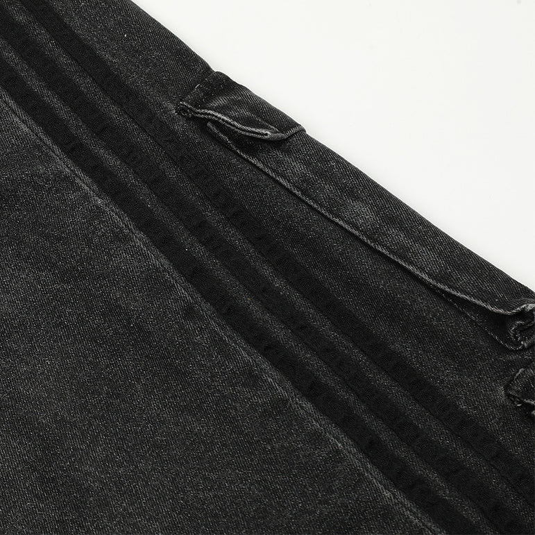 Contrast Stripe Multi-Pocket Baggy Jeans | Streetwear