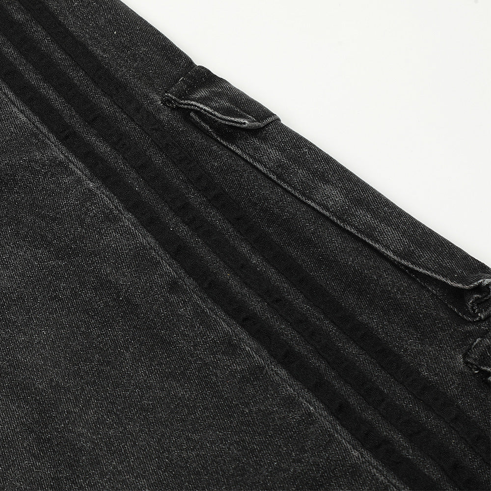 Contrast Stripe Multi-Pocket Baggy Jeans | Streetwear