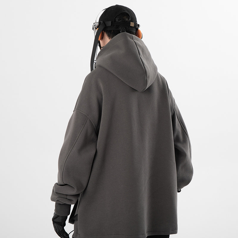Retro Plus Size Oblique Placket Zipper hoodie