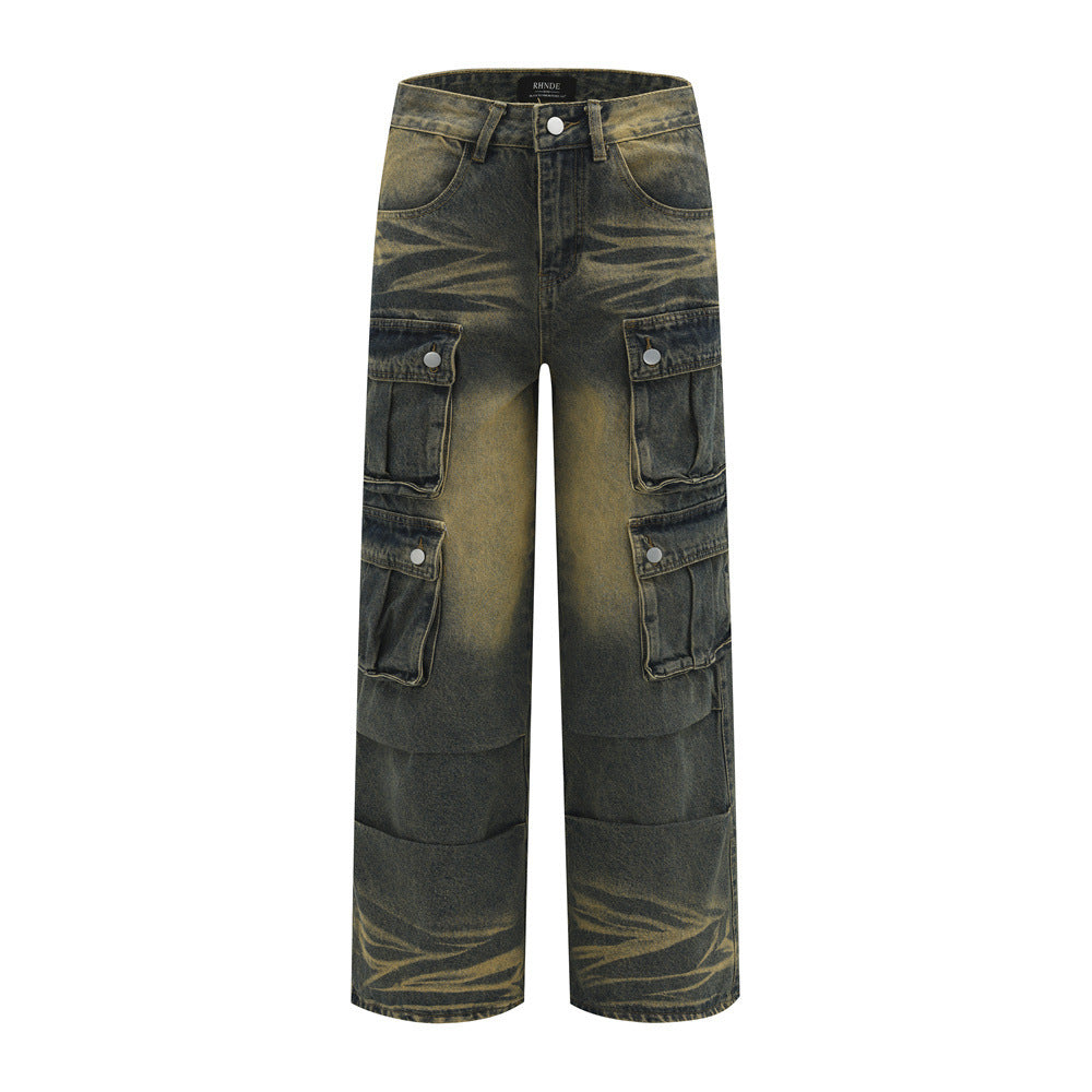 Retro Multi-Pocket Workwear Jeans | Loose Fit Denim