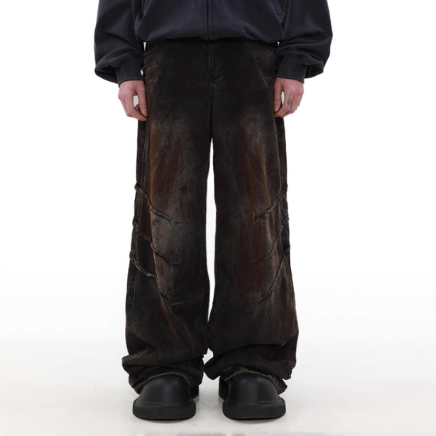Distressed And Dirty Waste baggy Jeans