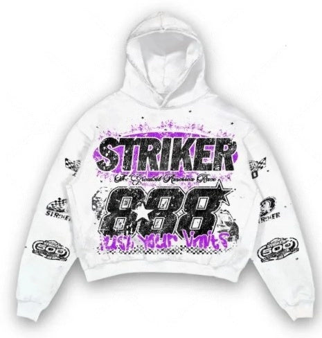 Retro Letter Print Pullover Hoodies