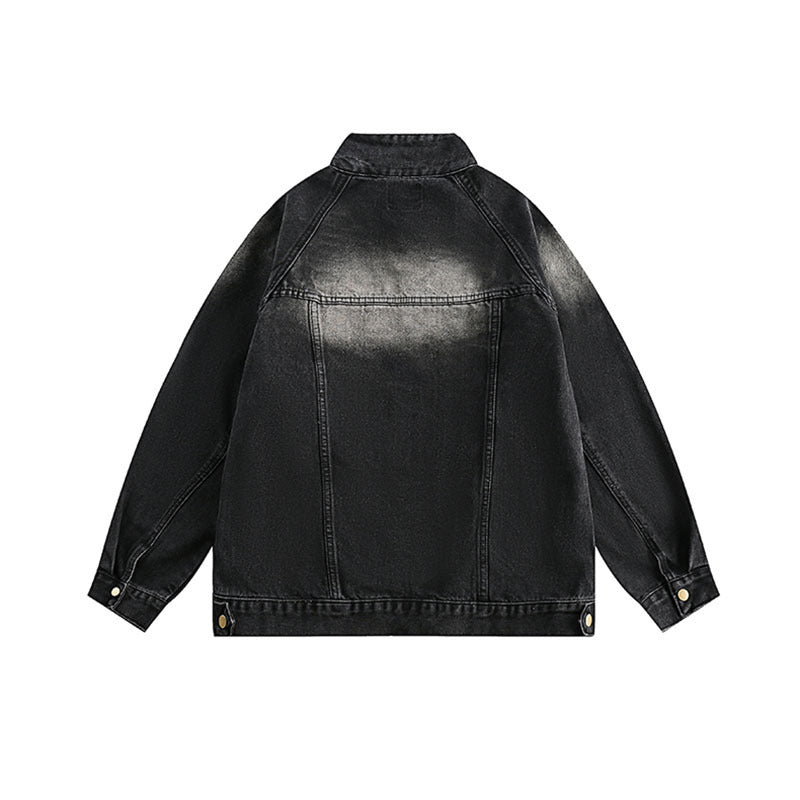 Retro Washed Heavy Denim Jacket | Oversized Streetwear