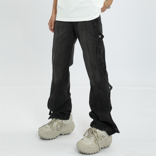 Rock Stitched Straight Jeans