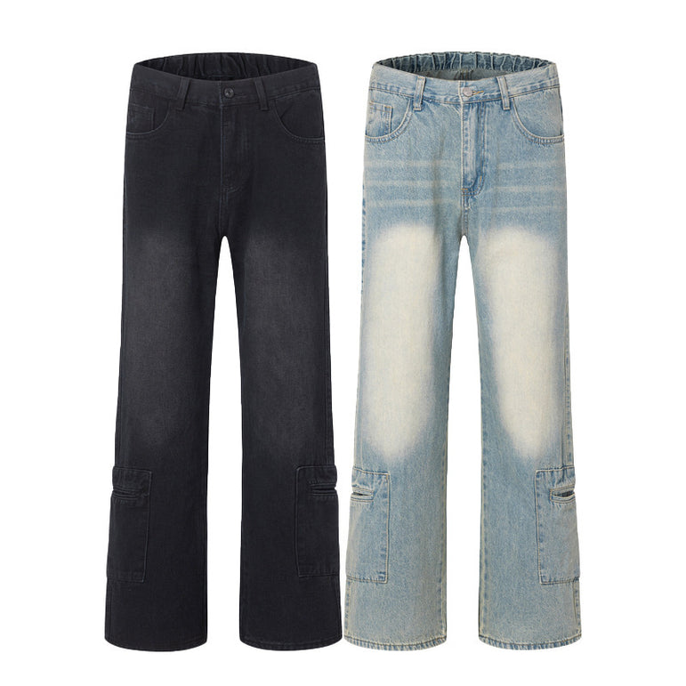D-vine Baggy Straight Denim Jeans - waist and pocket detail