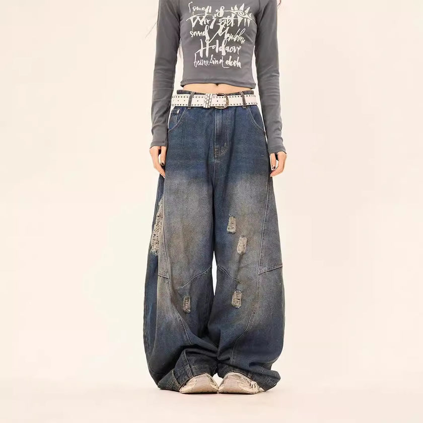 Retro Loose Baggy Denim Jeans | American Street Style