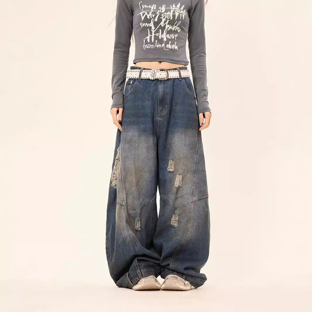 Retro Loose Baggy Denim Jeans | American Street Style