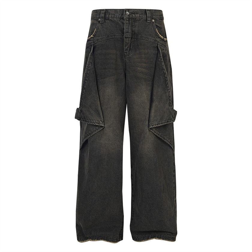 D-vine Bat Stitched Denim Jeans in blue - front view