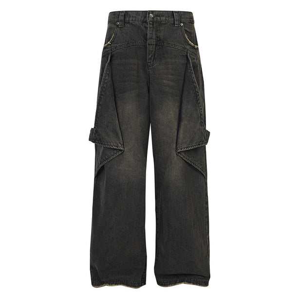 D-vine Bat Stitched Denim Jeans in blue - front view