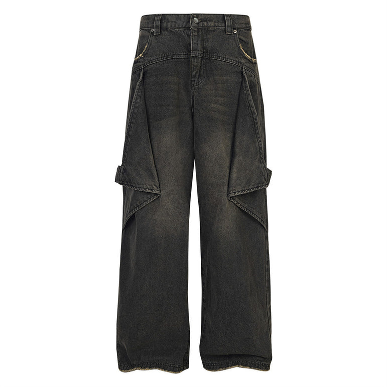 D-vine Bat Stitched Denim Jeans - worn on model full length