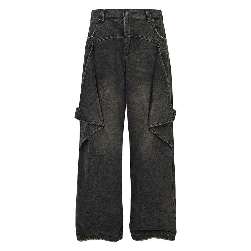 D-vine Bat Stitched Denim Jeans - worn on model full length