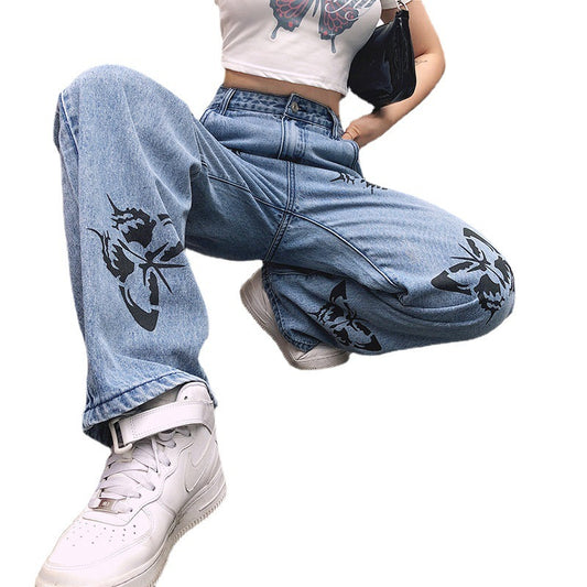 Straight-leg Butterfly Denim Jeans