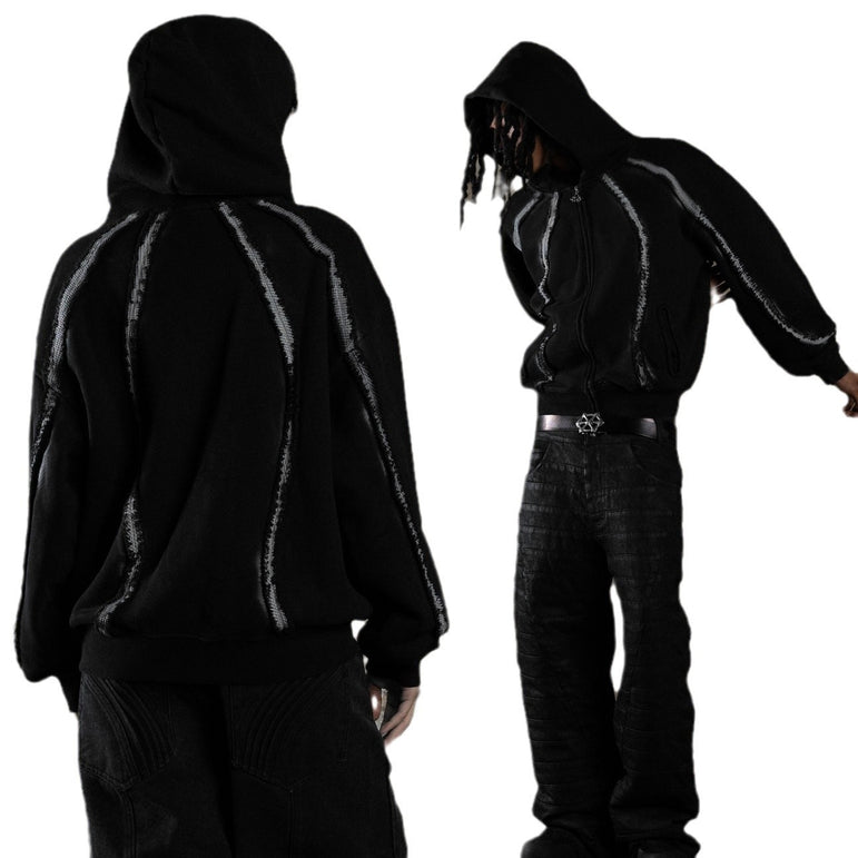 Vintage Striped Zip-Up Hoodie | Cotton Streetwear