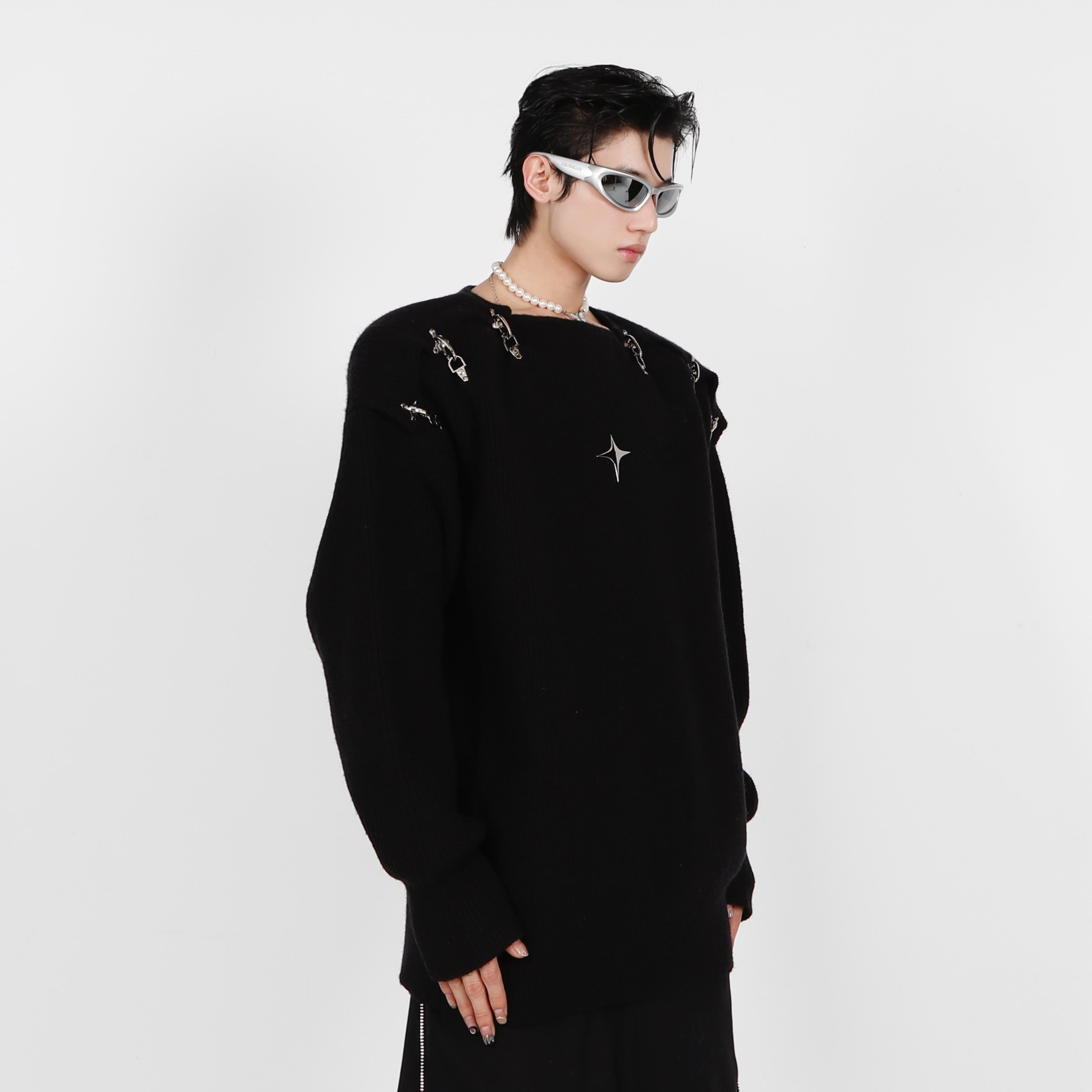 Metal Irregular Knitted Sweater