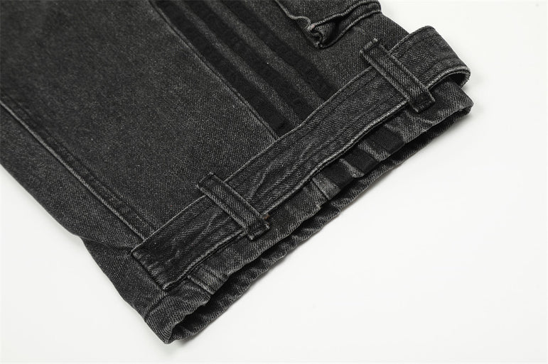 Contrast Stripe Multi-Pocket Baggy Jeans | Streetwear