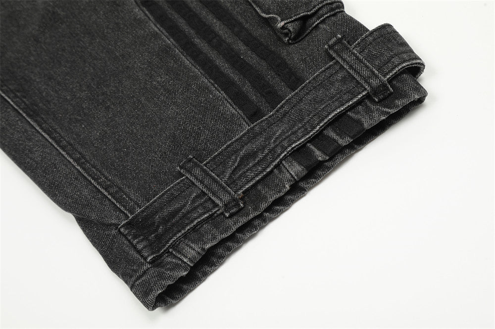 Contrast Stripe Multi-Pocket Baggy Jeans | Streetwear