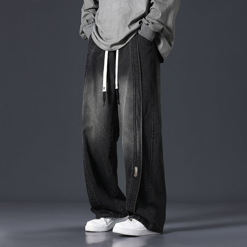 Retro Patchwork Washed Oversized Jeans | Multi-Colour