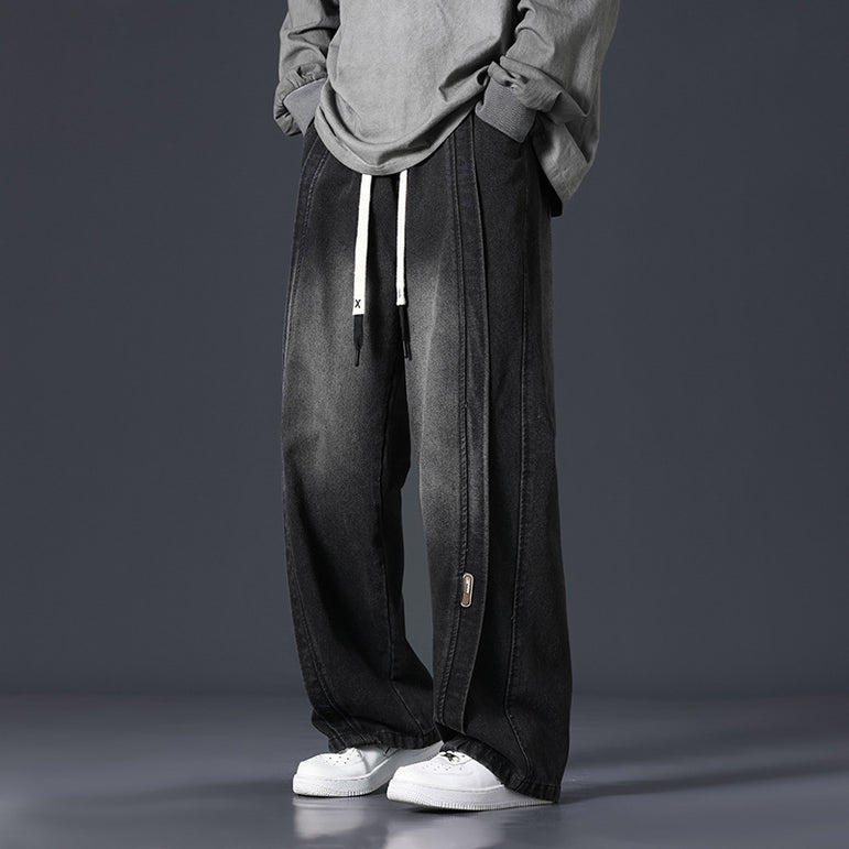 Retro Patchwork Washed Oversized Jeans | Multi-Colour