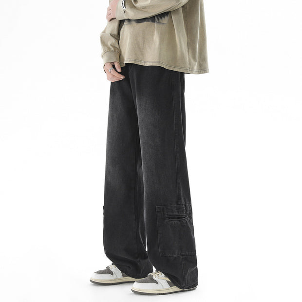 D-vine Baggy Straight Denim Jeans - worn on model full length