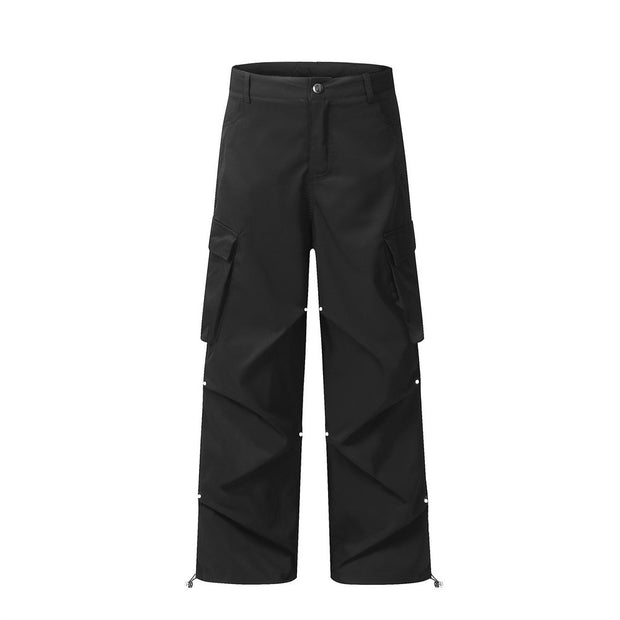 Pleated Wide-Leg Cargo Trousers | Loose Fit