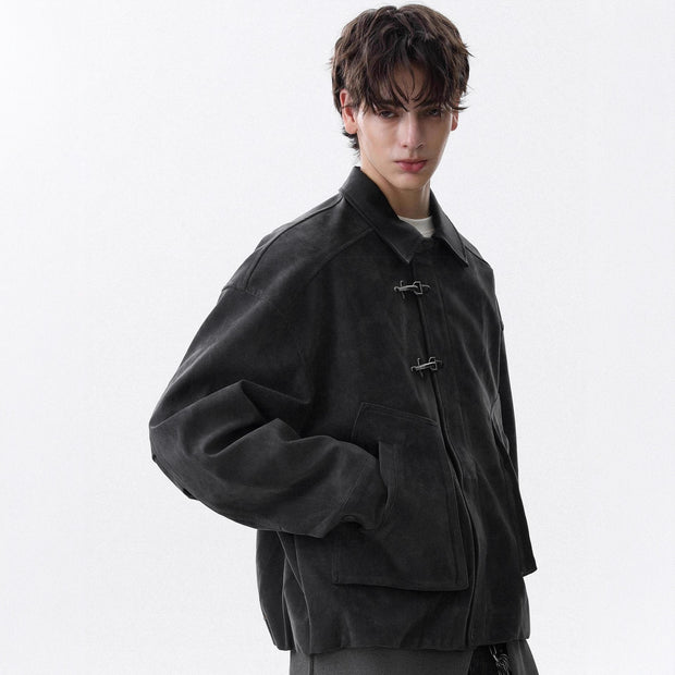 Maillard Leather Collar Bomber Jacket | Streetwear Outerwear