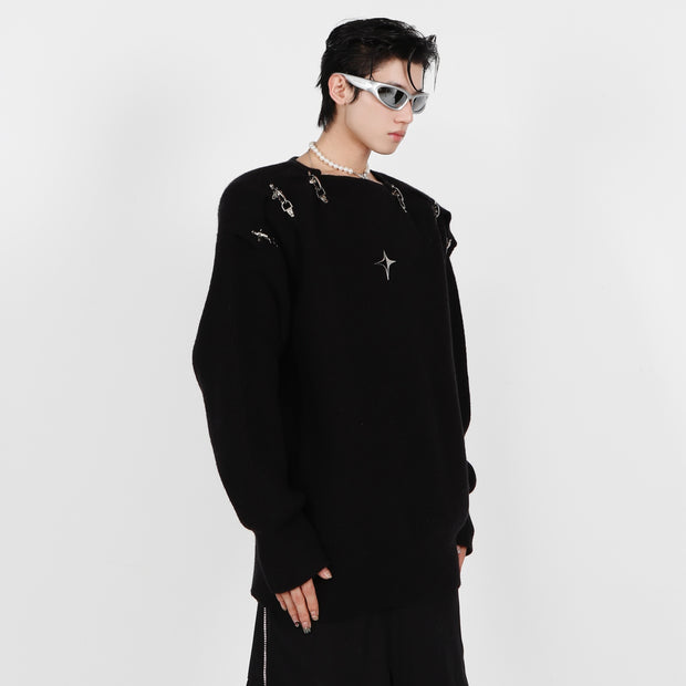 Irregular Texture Knitted Sweater | Heavy Knitwear