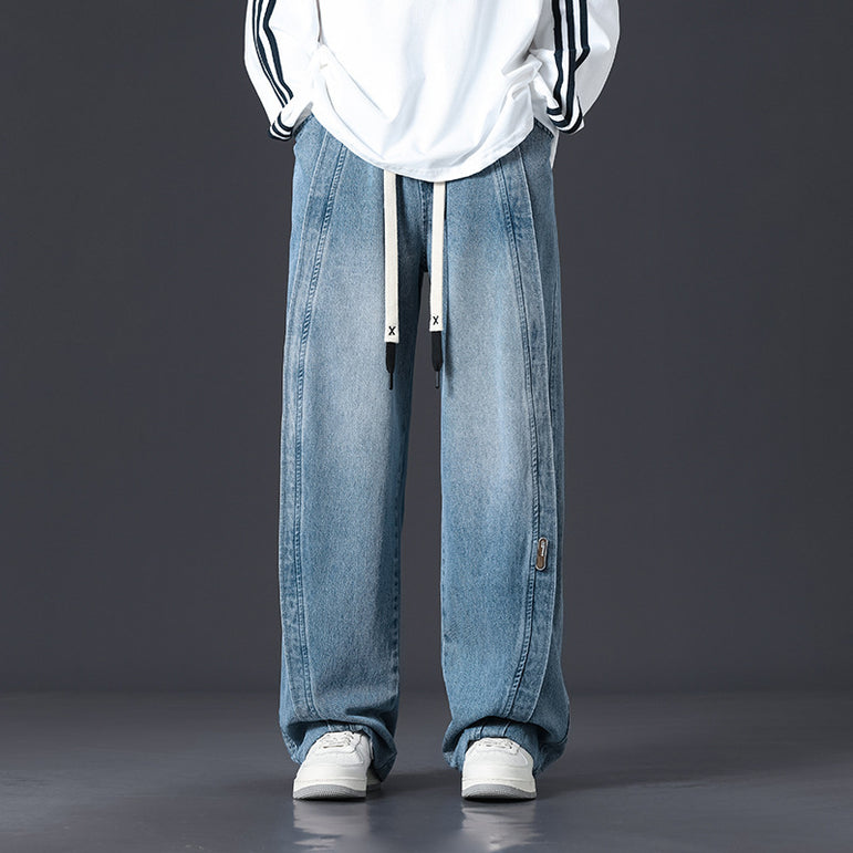 Retro Patchwork Washed Oversized Jeans | Multi-Colour