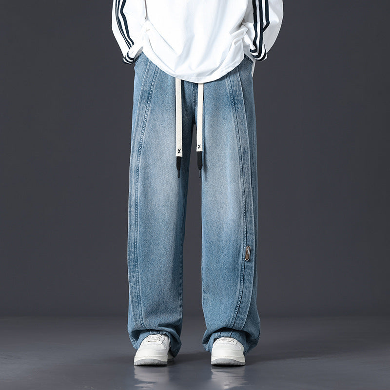 Retro Patchwork Washed Oversized Jeans | Multi-Colour