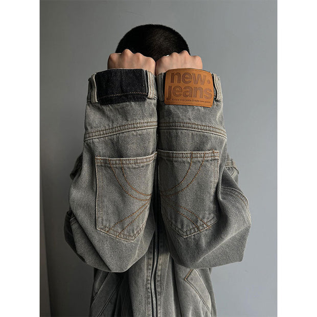 Deconstructed Boxy Stand Collar Baggy Coat | Streetwear