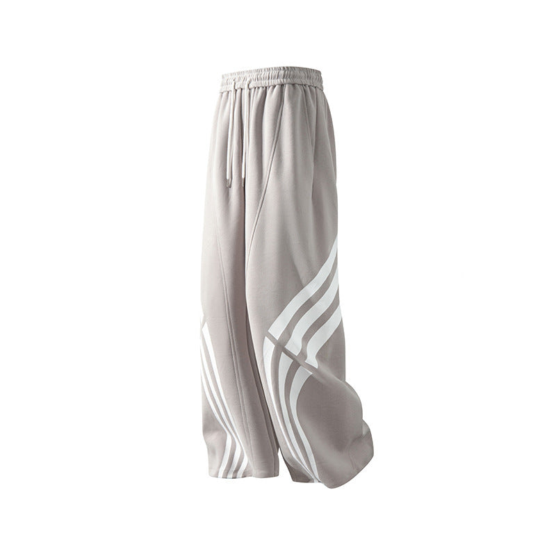 D-vine Striped Stitched Casual Pants - flat lay product shot