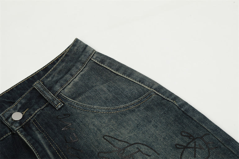 D-vine Graffiti Straight-leg Denim Jeans - styled outfit