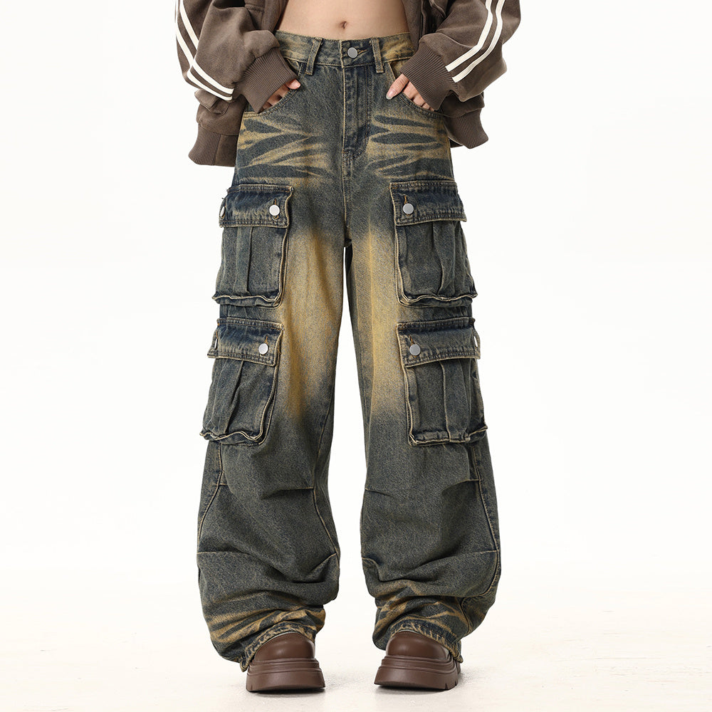 Retro Multi-Pocket Workwear Jeans