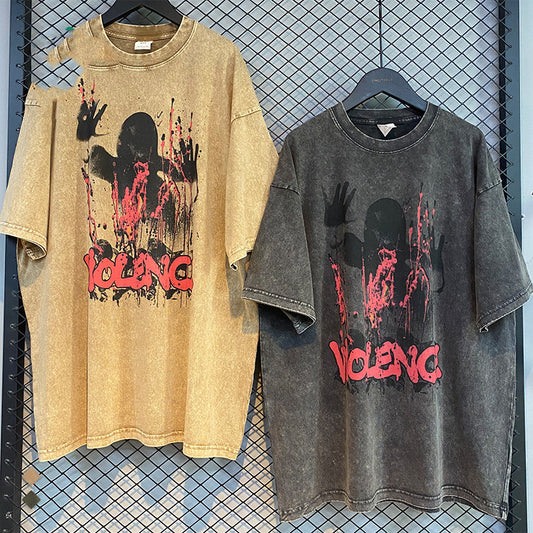 TeeBatik Wash Distressed Print T-shirt