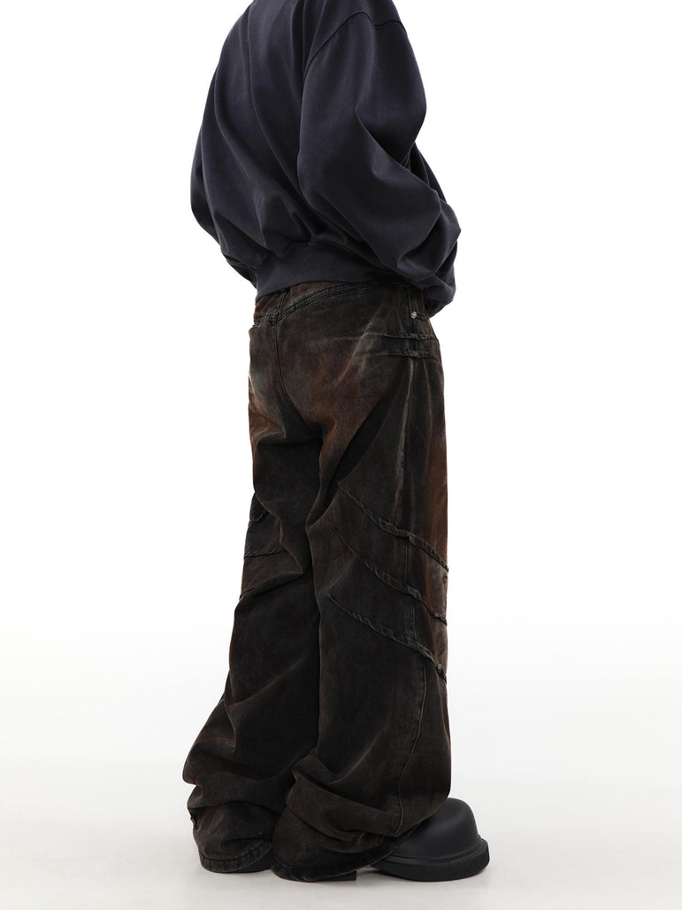 Distressed And Dirty Waste baggy Jeans