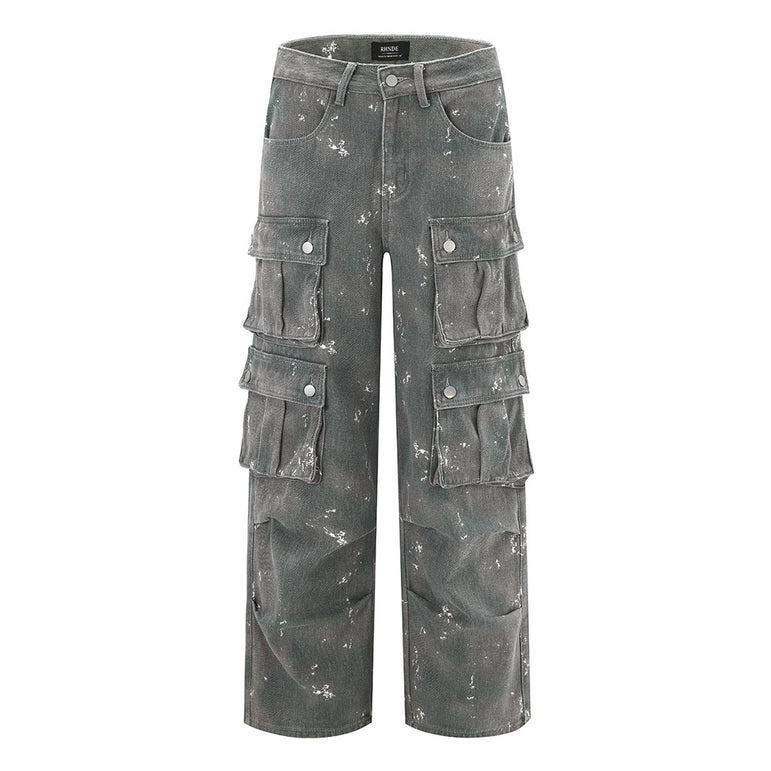 D-vine Splash-ink Denim Jeans - flat lay product shot