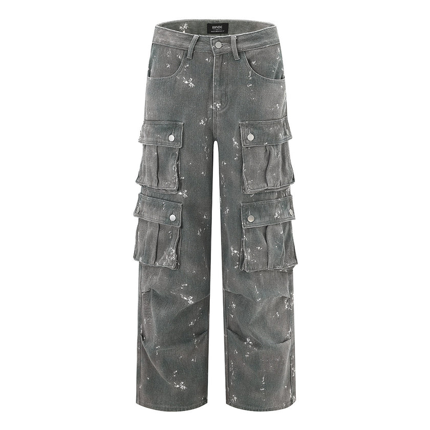 D-vine Splash-ink Denim Jeans - flat lay product shot