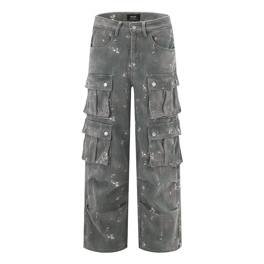 D-vine Splash-ink Denim Jeans - flat lay product shot
