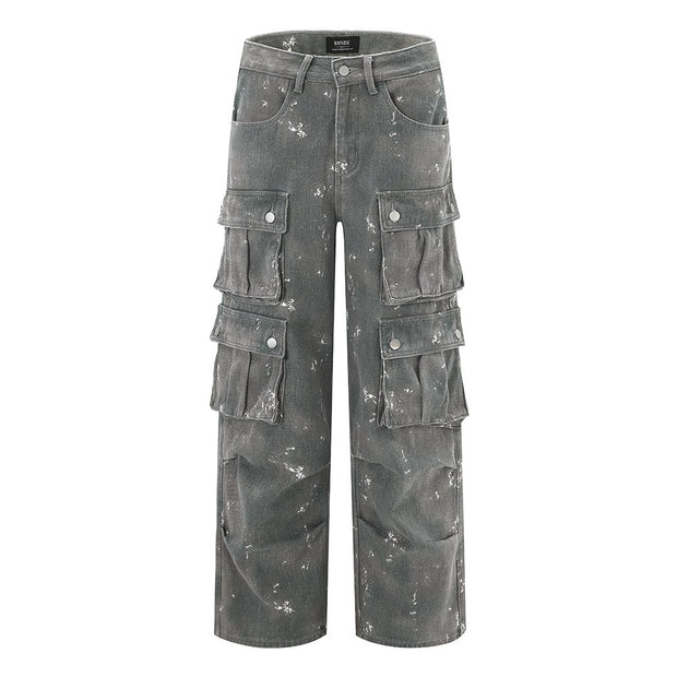 D-vine Splash-ink Denim Jeans - flat lay product shot