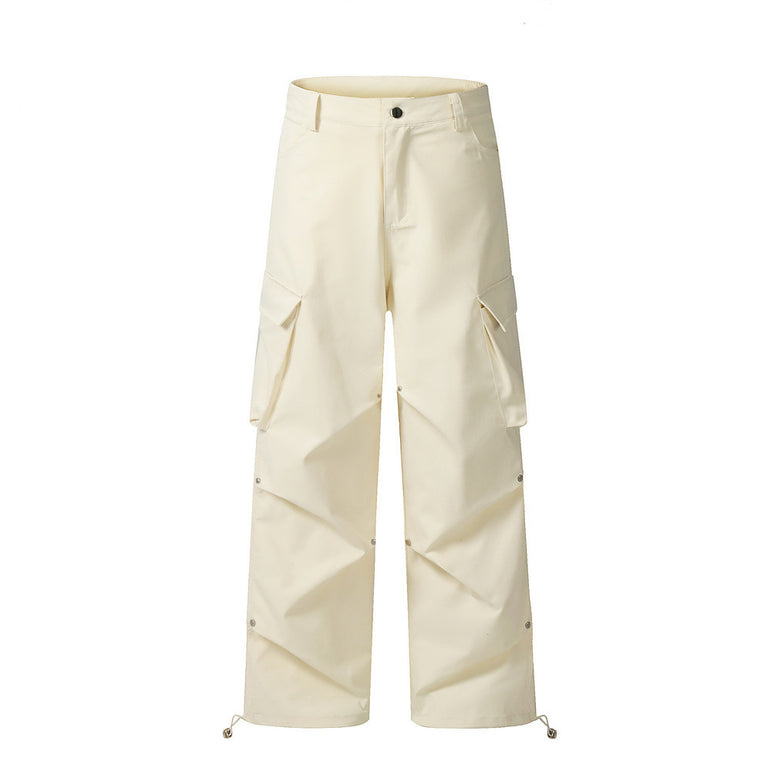 Pleated Wide-Leg Cargo Trousers | Loose Fit