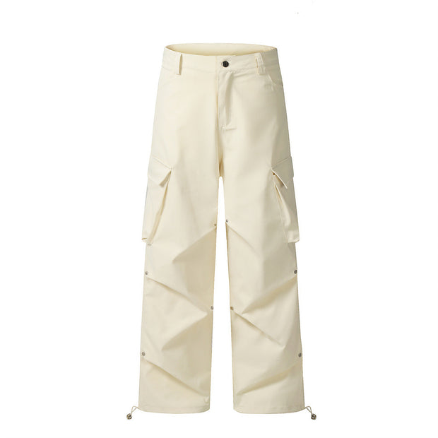 Pleated Wide-Leg Cargo Trousers | Loose Fit
