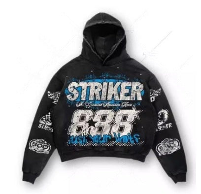 Letter Print Pullover Hoodies | Retro Pullover Hoodies | D-Vine