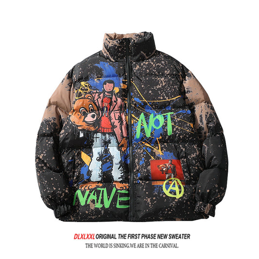 Graffiti Printed Cotton Padded Puffers