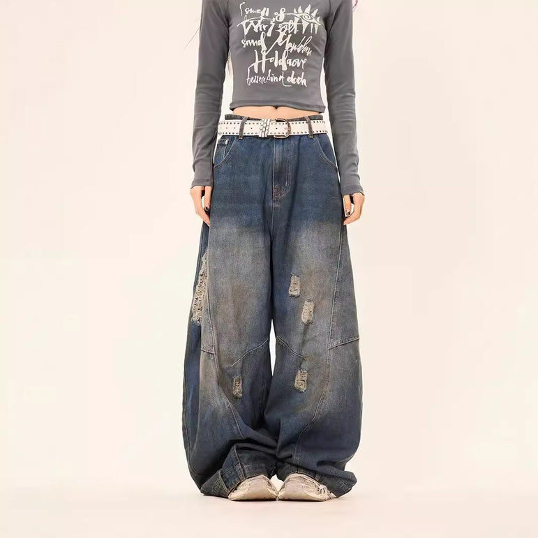 Retro Loose Baggy Denim Jeans | American Street Style