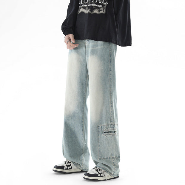 D-vine Baggy Straight Denim Jeans - flat lay product shot