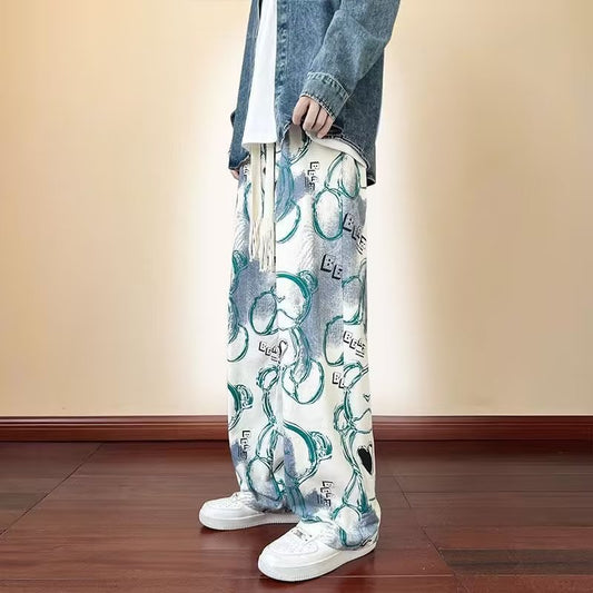 Patterned Casual Baggy Trousers