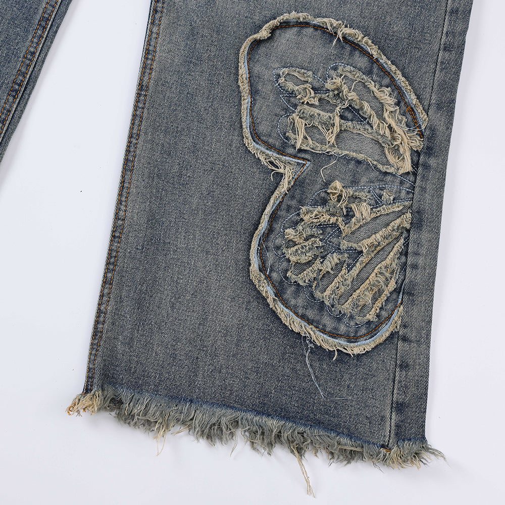 Butterfly Patch Decorative Denim Jeans | Streetwear
