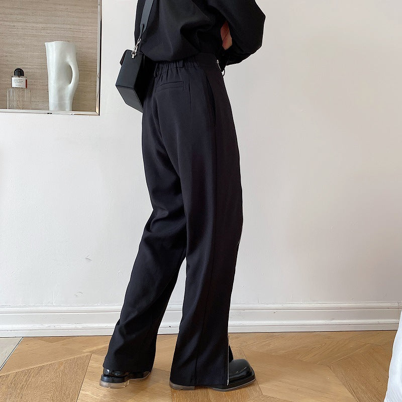 Zipper Decorative Slit Trousers